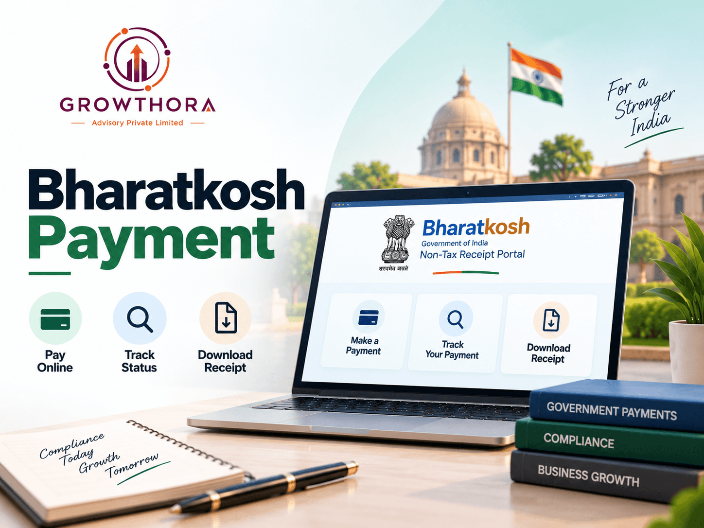 Bharatkosh Payment portal guide for making Government of India non-tax payments online, tracking payment status and downloading GAR-6 receipt and GAR-7 challan in 2026.