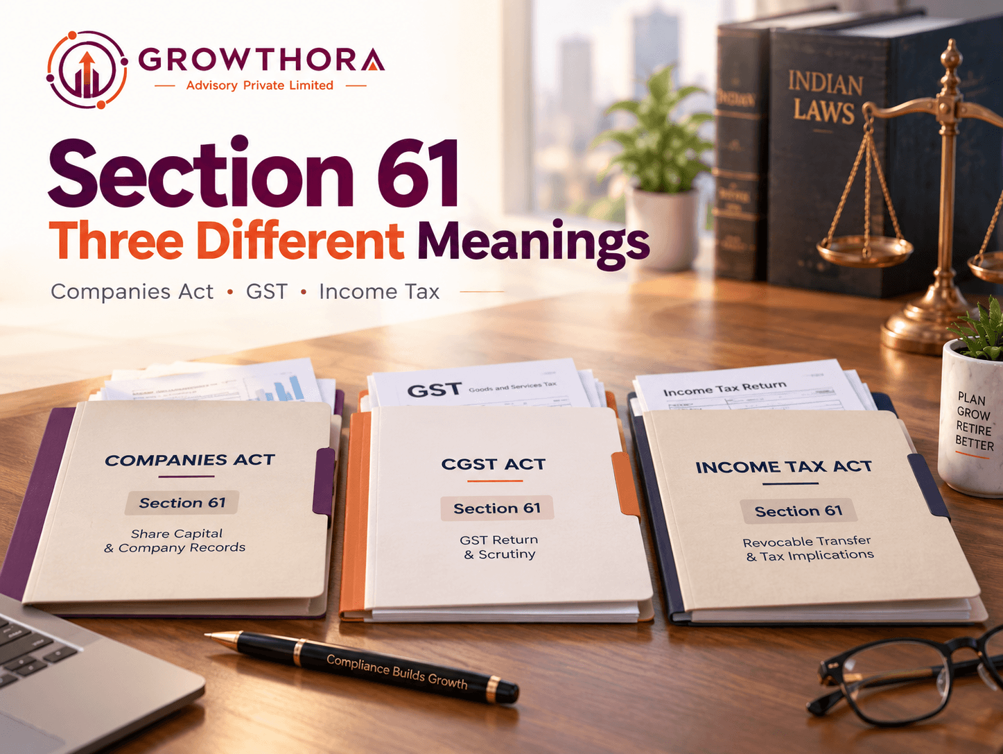 Section 61 of Indian law explained across the Companies Act, CGST Act and Income Tax Act, covering share capital, GST scrutiny and revocable transfers