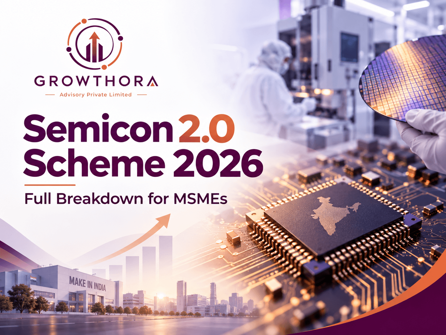 Semicon 2.0 Scheme 2026 showing semiconductor manufacturing, chip design, wafer production and support opportunities for MSMEs and startups in India
