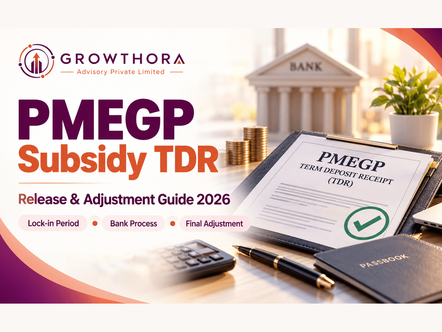 PMEGP subsidy TDR release and adjustment guide showing lock-in period, bank processing, physical verification and final subsidy adjustment under the PMEGP scheme.